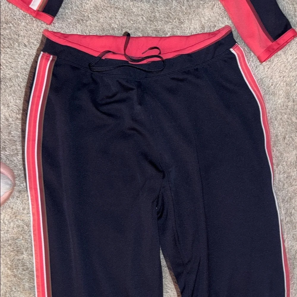 Coral & navy Tracksuit Set ecclectic grandpa, athlesuire, athletic, exercise Lg